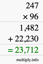 How to calculate 247 times 96 using long multiplication