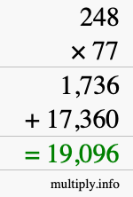 How to calculate 248 times 77 using long multiplication