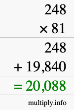 How to calculate 248 times 81 using long multiplication
