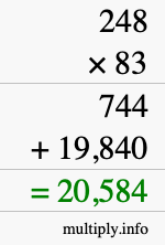 How to calculate 248 times 83 using long multiplication How to calculate 248 times 83 using long multiplication