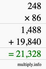 How to calculate 248 times 86 using long multiplication