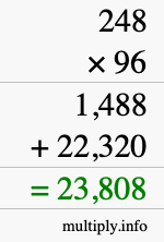 How to calculate 248 times 96 using long multiplication