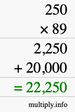 How to calculate 250 times 89 using long multiplication How to calculate 250 times 89 using long multiplication