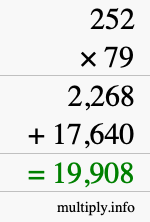 How to calculate 252 times 79 using long multiplication