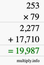 How to calculate 253 times 79 using long multiplication