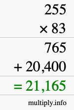 How to calculate 255 times 83 using long multiplication How to calculate 255 times 83 using long multiplication