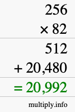 How to calculate 256 times 82 using long multiplication