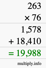 How to calculate 263 times 76 using long multiplication
