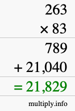 How to calculate 263 times 83 using long multiplication