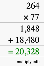 How to calculate 264 times 77 using long multiplication