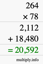 How to calculate 264 times 78 using long multiplication How to calculate 264 times 78 using long multiplication