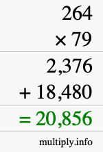 How to calculate 264 times 79 using long multiplication