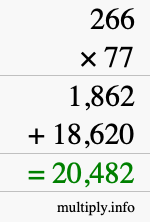 How to calculate 266 times 77 using long multiplication