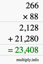 How to calculate 266 times 88 using long multiplication