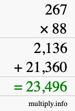 How to calculate 267 times 88 using long multiplication