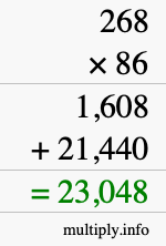 How to calculate 268 times 86 using long multiplication How to calculate 268 times 86 using long multiplication