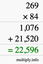 How to calculate 269 times 84 using long multiplication How to calculate 269 times 84 using long multiplication