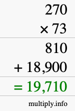 How to calculate 270 times 73 using long multiplication
