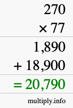 How to calculate 270 times 77 using long multiplication