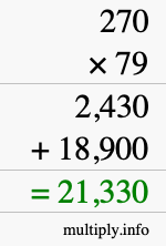 How to calculate 270 times 79 using long multiplication