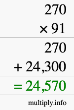 How to calculate 270 times 91 using long multiplication