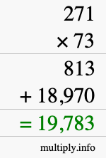 How to calculate 271 times 73 using long multiplication