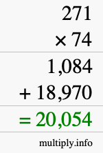 How to calculate 271 times 74 using long multiplication