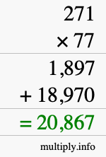 How to calculate 271 times 77 using long multiplication