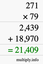 How to calculate 271 times 79 using long multiplication