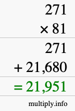 How to calculate 271 times 81 using long multiplication