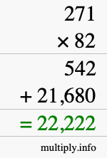 How to calculate 271 times 82 using long multiplication