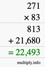 How to calculate 271 times 83 using long multiplication