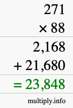 How to calculate 271 times 88 using long multiplication