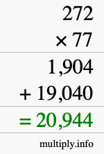 How to calculate 272 times 77 using long multiplication