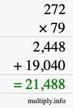 How to calculate 272 times 79 using long multiplication