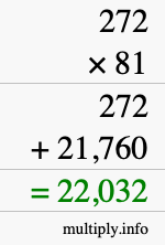 How to calculate 272 times 81 using long multiplication