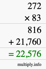 How to calculate 272 times 83 using long multiplication