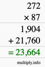 How to calculate 272 times 87 using long multiplication How to calculate 272 times 87 using long multiplication