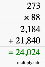 How to calculate 273 times 88 using long multiplication