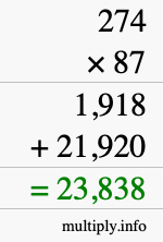 How to calculate 274 times 87 using long multiplication How to calculate 274 times 87 using long multiplication