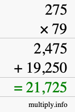 How to calculate 275 times 79 using long multiplication