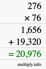 How to calculate 276 times 76 using long multiplication