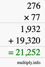 How to calculate 276 times 77 using long multiplication