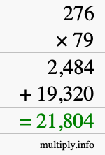 How to calculate 276 times 79 using long multiplication