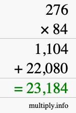 How to calculate 276 times 84 using long multiplication