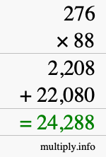How to calculate 276 times 88 using long multiplication
