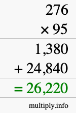 How to calculate 276 times 95 using long multiplication