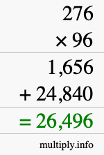 How to calculate 276 times 96 using long multiplication