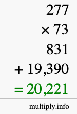 How to calculate 277 times 73 using long multiplication