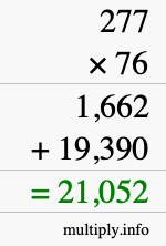 How to calculate 277 times 76 using long multiplication